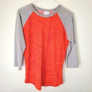 LulaRoe Red & Gray Baseball Tee